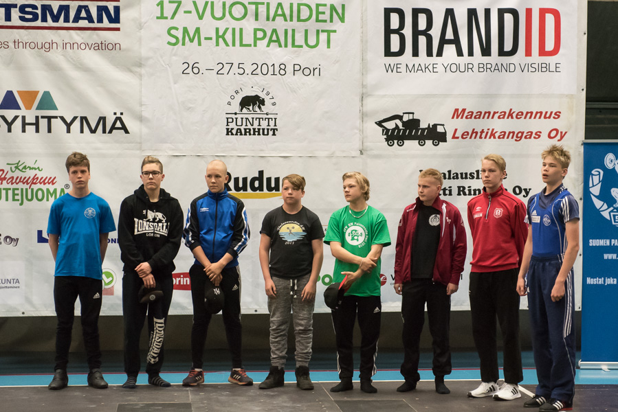 Painonnoston 17-vuotiaiden SM-kisat 26-27.5.2018, pojat