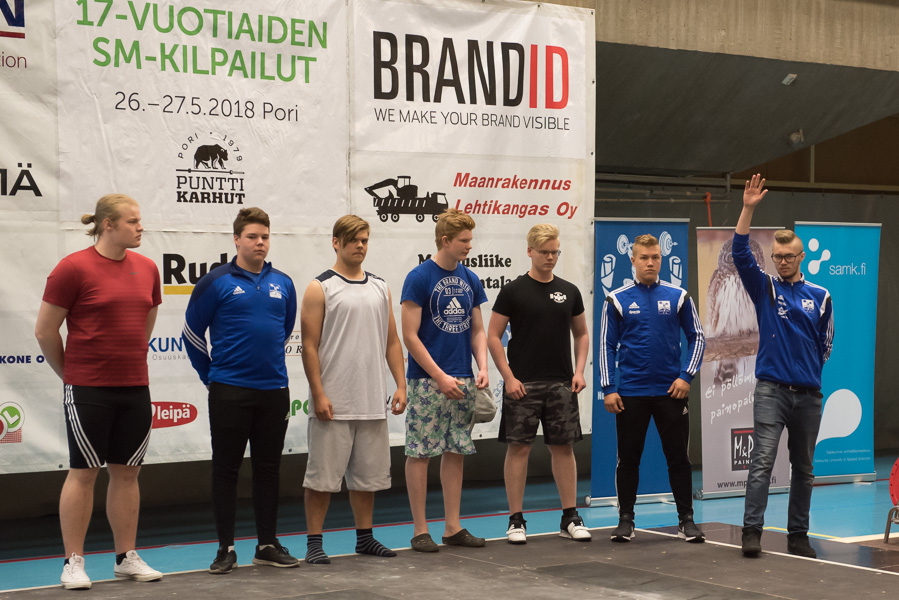 Painonnoston 17-vuotiaiden SM-kisat 26-27.5.2018, pojat