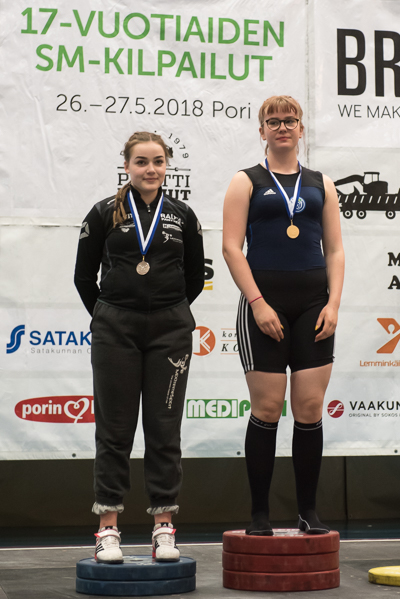 Painonnoston 17-vuotiaiden SM-kisat 26-27.5.2018, tytöt